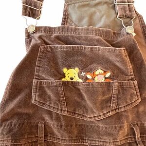 Pooh Bear Brown Cotton/ Velour Overalls